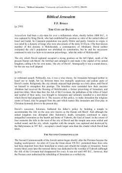 Biblical Jerusalem - Biblical Studies.org.uk
