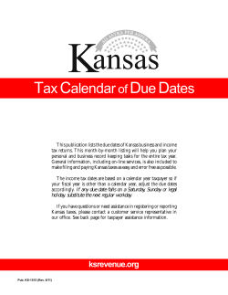 Tax Calendar Due Dates - Kansas Department of Revenue