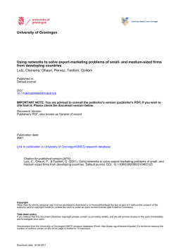 University of Groningen Using networks to solve export