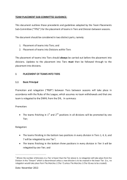 Team Placement Guidance teams playing in the West of England