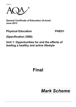 A-level Physical Education Mark scheme Unit 01