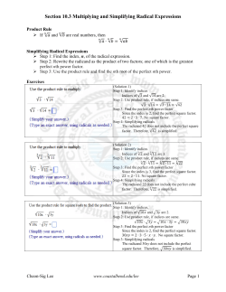 Section 10.3 Multiplying and Simplifying Radical Expressions