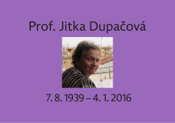 Prof. Jitka Dupačová - XIV International Conference on Stochastic