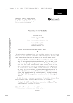 FERMI`S &beta;-DECAY THEORY - Physics Department, Princeton