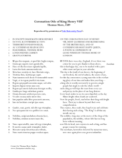 Coronation Ode of King Henry VIII1