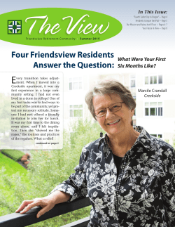 The View &ndash; Summer 2015 - Friendsview Retirement Community