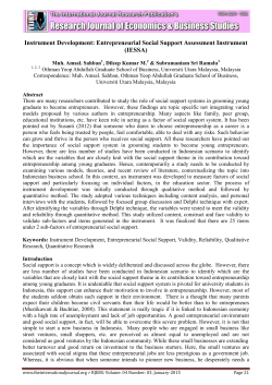 Instrument Development: Entrepreneurial Social Support