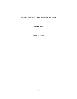 i REFORM, CONFLICT, AND SECURITY IN ZAIRE Steven Metz