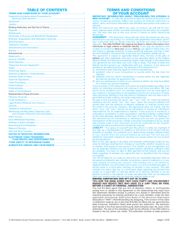 TABLE OF CONTENTS TERMS AND CONDITIONS OF