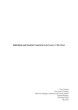 Individual and Societal Control in Lois Lowry`s The Giver