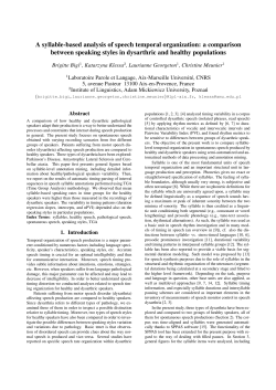 A syllable-based analysis of speech temporal organization: a