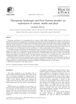 Therapeutic landscapes and First Nations peoples