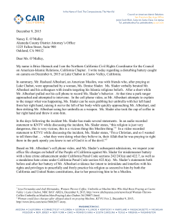 December 9, 2015 Nancy E. O`Malley Alameda