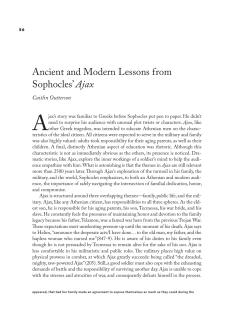 Ancient and Modern Lessons from Sophocles`Ajax