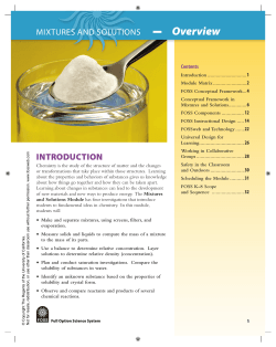 MIXTURES AND SOLUTIONS Overview