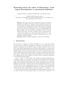 Reasoning about the safety of information : from logical formalization