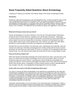 Some Frequently Asked Questions About Archaeology