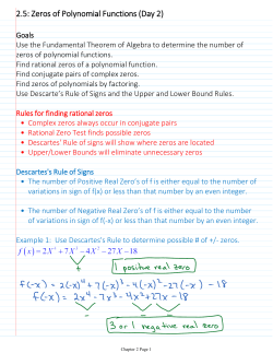 2.5: Zeros of Polynomial Functions (Day 2)