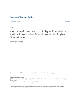 Consumer-Driven Reform of Higher Education: A
