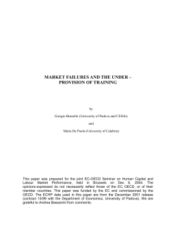 market failures and the under &ndash; provision of training