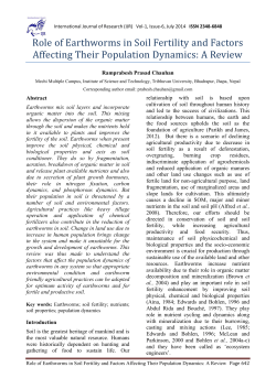 Role of Earthworms in Soil Fertility and Factors Affecting