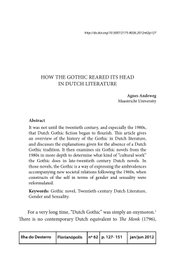 hoW thE GothiC rEarEd itS hEad in dUtCh litEratUrE