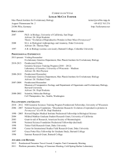 1 Max Planck Institute for Evolutionary Biology turner