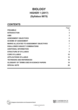 Biology H1 Syllabus