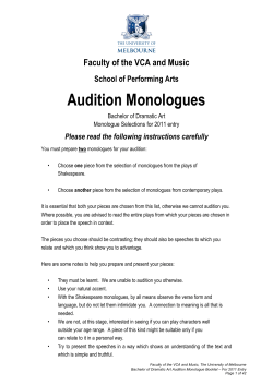 School of Performing Arts Audition Monologues