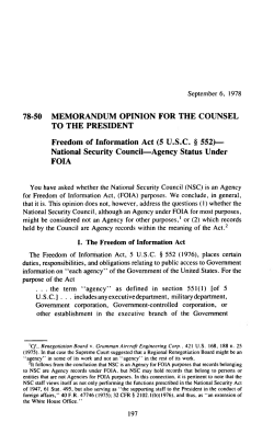78-50 MEMORANDUM OPINION FOR THE COUNSEL TO THE PRESIDENT Freedom