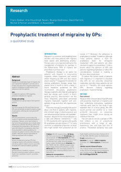 Prophylactic treatment of migraine by GPs
