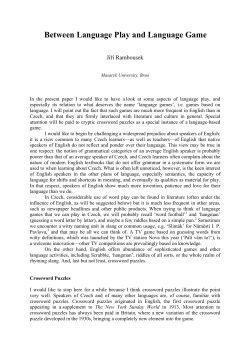 Jiř&iacute; Rambousek: Between Language Play and Language Game