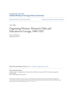 Organizing Women: Women`s Clubs and Education in Georgia
