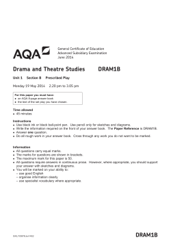 A-level Drama and Theatre Studies Question paper Unit 01