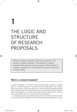 THE LOGIC AND STRUCTURE OF RESEARCH PROPOSALS