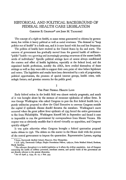 Historical and Political Background of Federal Health Care Legislation