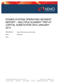 Multiple element trip at Capital substation