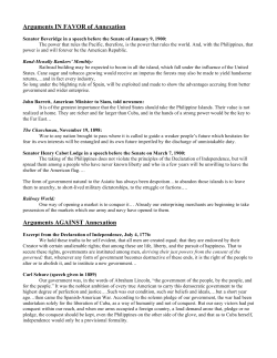 Arguments IN FAVOR of Annexation Arguments AGAINST Annexation