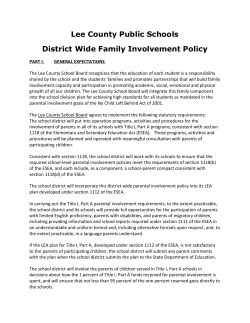 LCPS Parent Involvement Plan