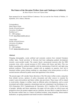 The future of welfare state and challenges to solidarity
