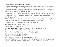 Section 7.1 First-Order Predicate Calculus Predicate calculus