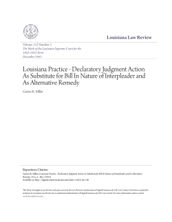 Louisiana Practice - Declaratory Judgment Action As Substitute for
