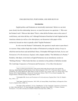 Bunyan, Puritanism and English Politics