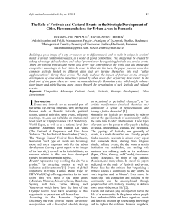 The Role of Festivals and Cultural Events in the Strategic