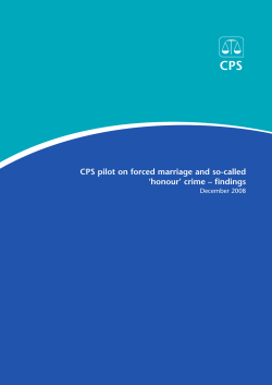 CPS pilot on forced marriage and so