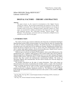 DIGITAL FACTORY &ndash; THEORY AND PRACTICE