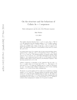 On the structure and the behaviour of Collatz 3n+ 1 sequences
