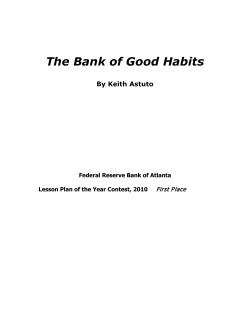 2010 Lesson Plan of the Year: The Bank of Good Habits