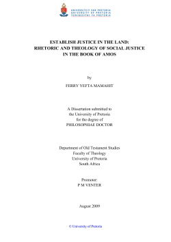 establish justice in the land: rhetoric and theology of social justice in