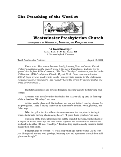 2014 AUG 17 Good Goodbye - Westminster Presbyterian Church